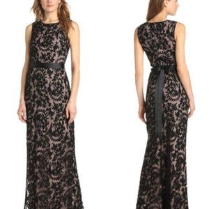 Adrianna Papell Mermaid Black Lace Maxi Gown Dress